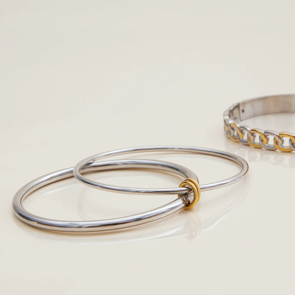 Wholesale Stainless Steel Color Matching Geometric Bracelet For Women With Electroplating Processing