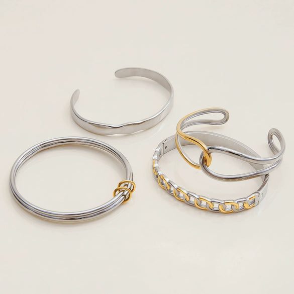 Wholesale Stainless Steel Color Matching Geometric Bracelet For Women With Electroplating Processing