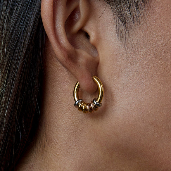 Wholesale Stainless Steel Color Matching Geometric Circle Earrings For Women Electroplated