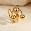 Wholesale Stainless Steel Color Matching Irregular Threeball Open Ring Electroplated For Women Geometric Light Luxury Style