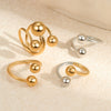 Wholesale Stainless Steel Color Matching Irregular Threeball Open Ring Electroplated For Women Geometric Light Luxury Style