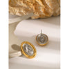 Wholesale Stainless Steel Color Matching Oval Earrings With Geometric Style And Electroplating Treatment For Women