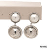 Wholesale Stainless Steel Color Matching Round Pearl Earrings With Geometric Design And Electroplating