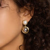 Wholesale Stainless Steel Color Matching Round Pearl Earrings With Geometric Design And Electroplating