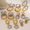 Wholesale Stainless Steel Colormatching Circular Earrings With Geometric Style And Electroplating Treatment For Women