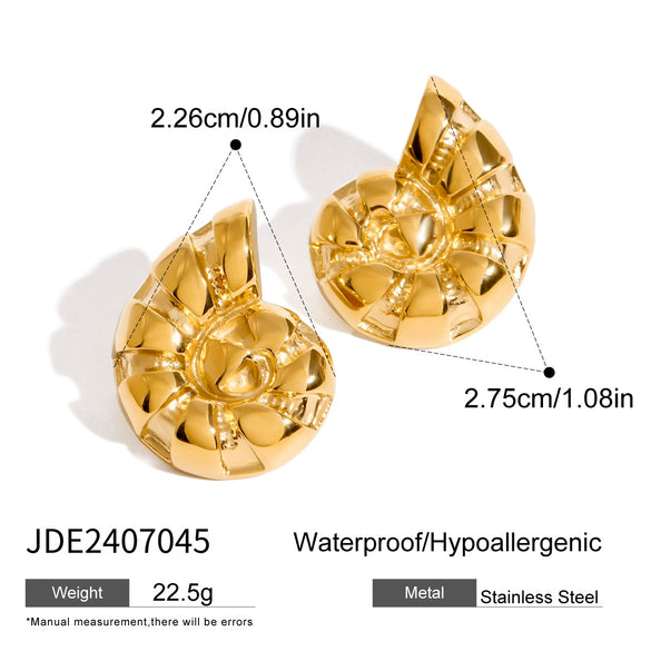 Wholesale Stainless Steel Conch Earrings Natural Style Geometric Pattern Electroplated For Women