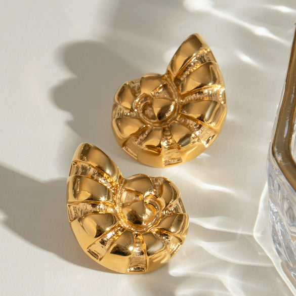 Wholesale Stainless Steel Conch Earrings Natural Style Geometric Pattern Electroplated For Women