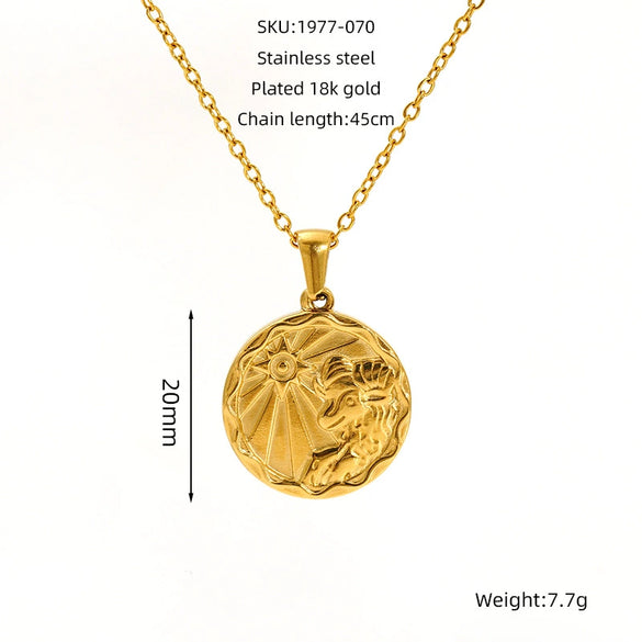 Wholesale 316L Stainless Steel Constellation Pendant Necklace With Electroplating And Cross Chain