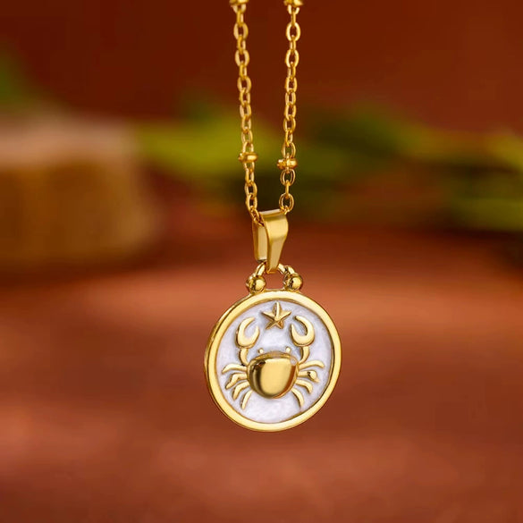 Wholesale Stainless Steel Constellation Pendant Necklace With Regular Chain Electroplated Unisex Style