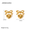 Wholesale Stainless Steel Contrast Color Love Bow Earrings With Electroplating For Women