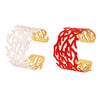 Wholesale Stainless Steel Coral Red Open Wide Bracelet Plated With 18K Real Gold Geometric Fashion Light Luxury Exaggerated Electroplated