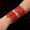 Wholesale Stainless Steel Coral Red Open Wide Bracelet Plated With 18K Real Gold Geometric Fashion Light Luxury Exaggerated Electroplated