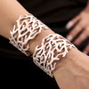 Wholesale Stainless Steel Coral Red Open Wide Bracelet Plated With 18K Real Gold Geometric Fashion Light Luxury Exaggerated Electroplated