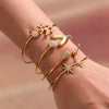 Wholesale 316L Stainless Steel Coral Shell Bead Open Bracelet Plated With Gold Heart Star Zircon Bracelet