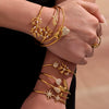 Wholesale 316L Stainless Steel Coral Shell Bead Open Bracelet Plated With Gold Heart Star Zircon Bracelet