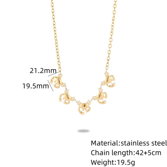 Wholesale Stainless Steel Crab Earrings Pendant Combination Set Women's Fashion Electroplated Jewelry