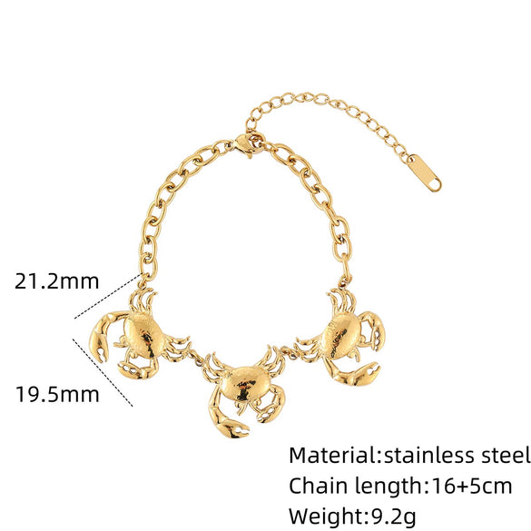 Wholesale Stainless Steel Crab Earrings Pendant Combination Set Women's Fashion Electroplated Jewelry