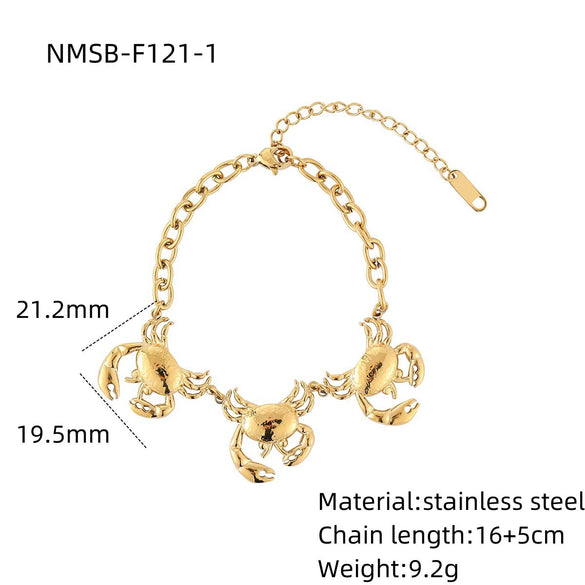 Wholesale Stainless Steel Crab Earrings Pendant Combination Set Women's Fashion Electroplated Jewelry