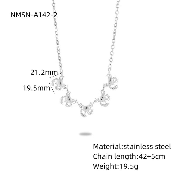 Wholesale Stainless Steel Crab Earrings Pendant Combination Set Women's Fashion Electroplated Jewelry
