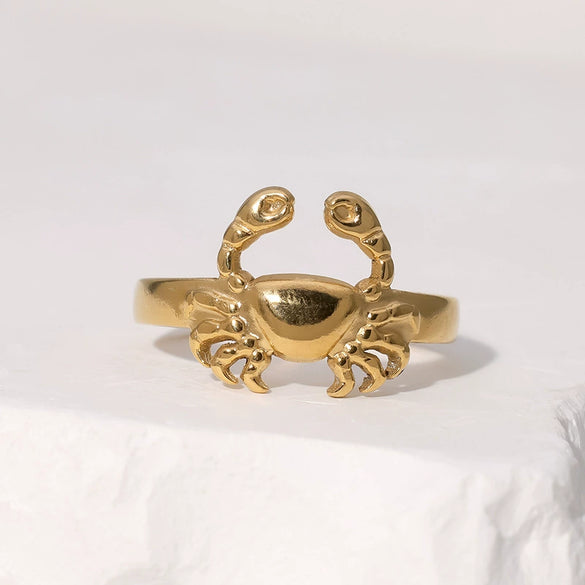 Wholesale Stainless Steel Crab Ring With Open Creative Design And Electroplating Treatment Unisex