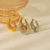 Wholesale Stainless Steel Croissant Earrings With Geometric Pattern And Electroplating Treatment