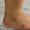 Wholesale Stainless Steel Cross Anklet With Gold Plated Artificial Gemstones And Semi Precious Stones Inlaid Fashionable And Simple Design