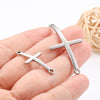 Wholesale Stainless Steel Cross Double Hole Connector Diy Bracelet Necklace Accessories With Electrolysis Process And Original Design