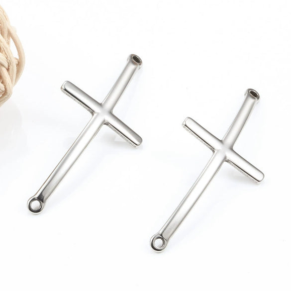 Wholesale Stainless Steel Cross Double Hole Connector Diy Bracelet Necklace Accessories With Electrolysis Process And Original Design