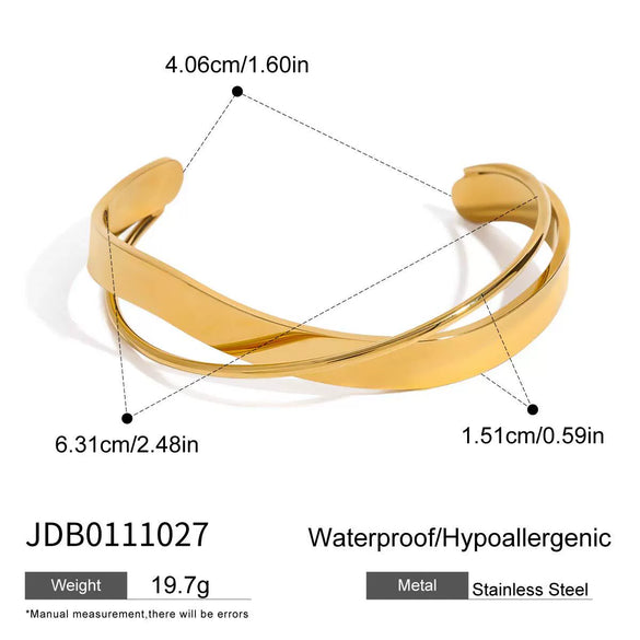 Wholesale Stainless Steel Cross Opening Bracelet With 18K Gold Electroplated Quiet Design And Geometric Style