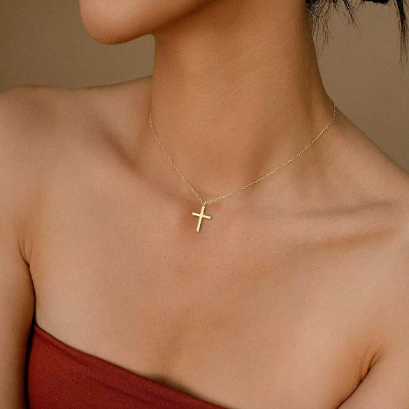 Wholesale Stainless Steel Cross Pendant Necklace Light Luxury Style 18K Gold Plated