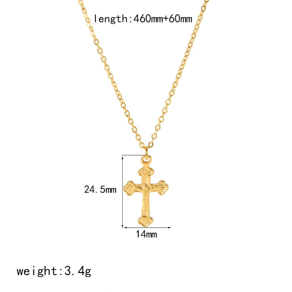 Wholesale Stainless Steel Cross Pendant Necklace Light Luxury Style 18K Gold Plated
