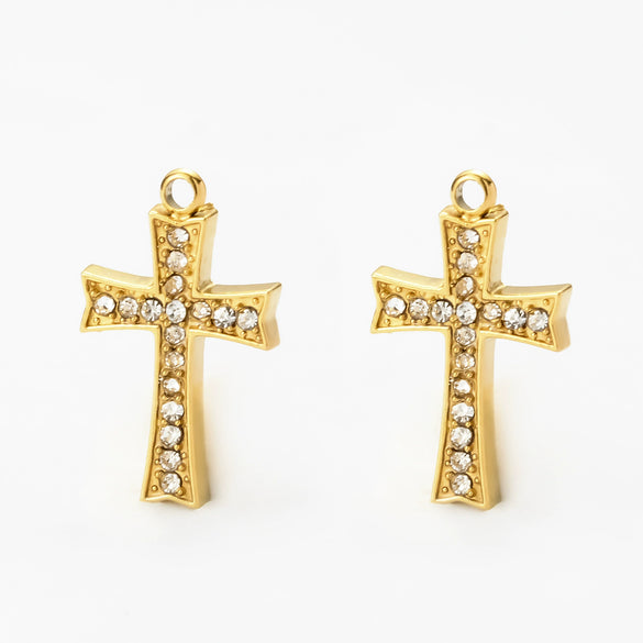 Wholesale Stainless Steel Cross Zircon Pendant Jewelry Accessories With Electroplating And Handmade Clavicle Chain