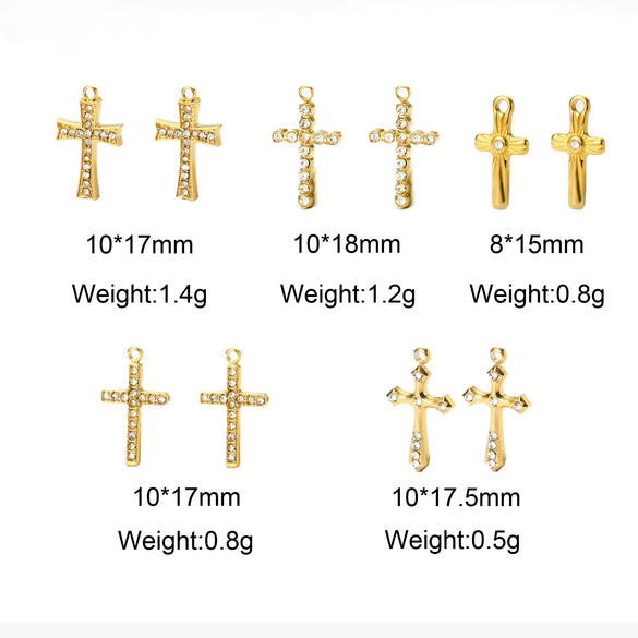 Wholesale Stainless Steel Cross Zircon Pendant Jewelry Accessories With Electroplating And Handmade Clavicle Chain