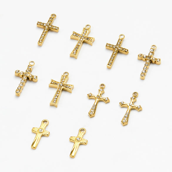 Wholesale Stainless Steel Cross Zircon Pendant Jewelry Accessories With Electroplating And Handmade Clavicle Chain