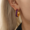 Wholesale Stainless Steel Crystal C Type Earrings Shiny Luxury Elegant Pvd Gold Plated Niche Geometric Style For Women