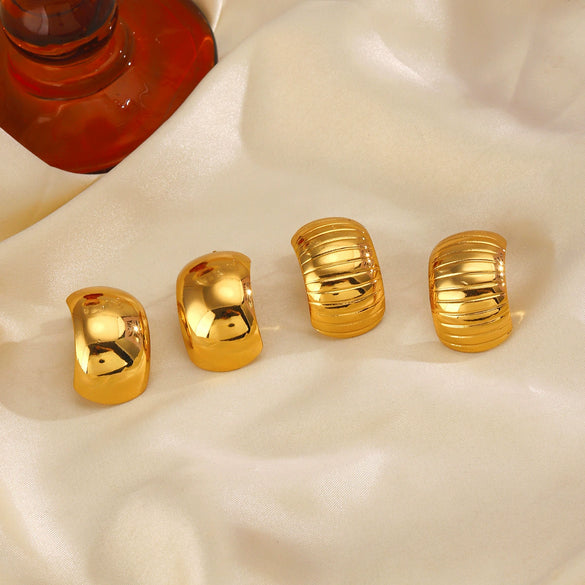 Wholesale Stainless Steel Cshaped And Loveshaped Exaggerated Hollow Electroplated Ladies Hiphop Style Earrings
