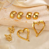 Wholesale Stainless Steel Cshaped And Loveshaped Exaggerated Hollow Electroplated Ladies Hiphop Style Earrings