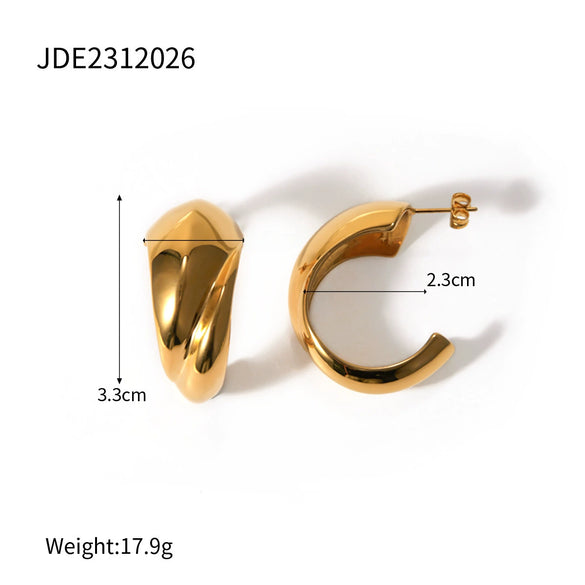 Wholesale Stainless Steel Cshaped And Ushaped Light Luxury Simple Niche Women's Earrings With Electroplating Gold And Silver Colormatching