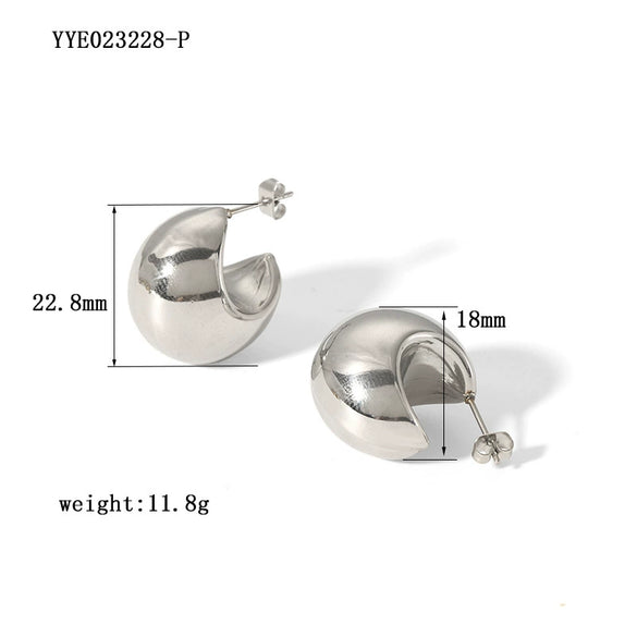 Wholesale Stainless Steel Cshaped Smooth Semicircular Moon Earrings For Women Electroplated Jewelry