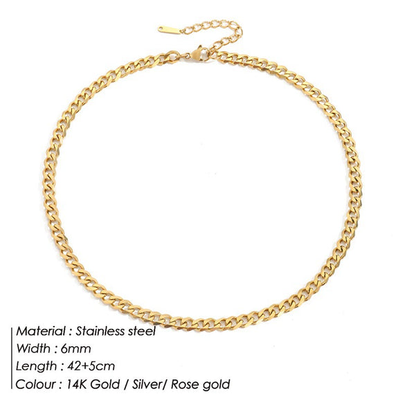 Wholesale Stainless Steel Cuban Chain Necklace For Men And Women 14K Gold Plated U Shape Street Hip Hop Style