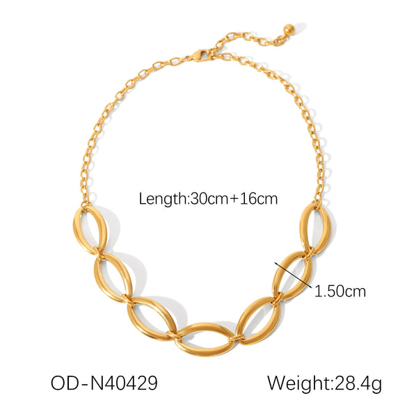 Wholesale Stainless Steel Cuban Chain Necklace With Geometric Design Pvd Vacuum Plated