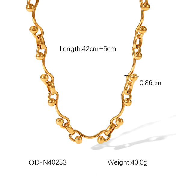 Wholesale Stainless Steel Cuban Chain Necklace With Geometric Design Pvd Vacuum Plated