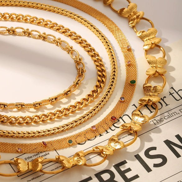 Wholesale Stainless Steel Cuban Chain Necklace With Geometric Design Pvd Vacuum Plated