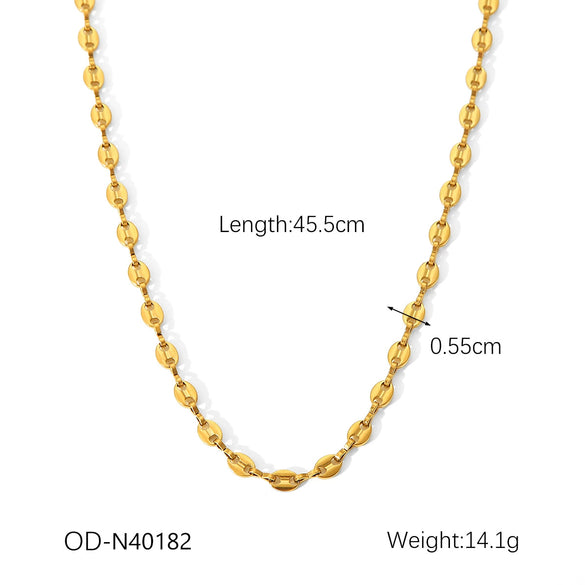 Wholesale Stainless Steel Cuban Chain Necklace With Geometric Design Pvd Vacuum Plated