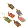 Wholesale Stainless Steel Cuboid Enamel Oil Tarot Pendant Jewelry Accessories With Vacuum Gold Plated Electroplating
