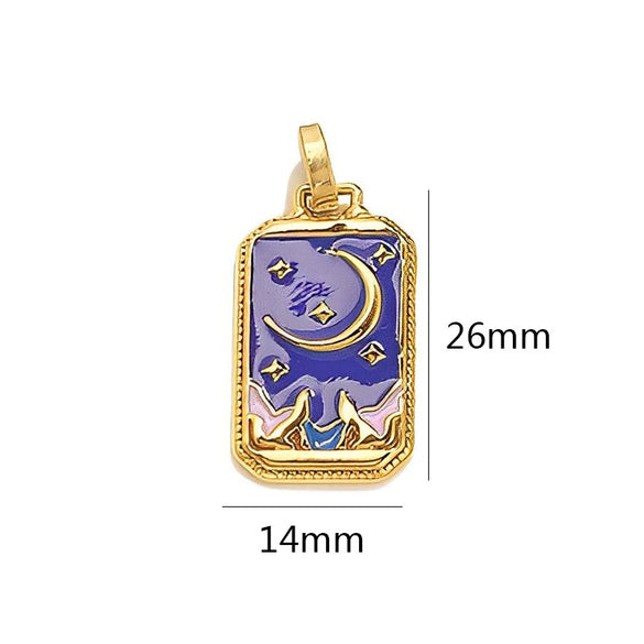Wholesale Stainless Steel Cuboid Enamel Oil Tarot Pendant Jewelry Accessories With Vacuum Gold Plated Electroplating