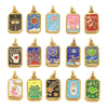 Wholesale Stainless Steel Cuboid Enamel Oil Tarot Pendant Jewelry Accessories With Vacuum Gold Plated Electroplating