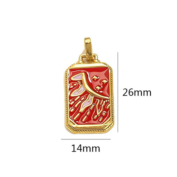 Wholesale Stainless Steel Cuboid Enamel Oil Tarot Pendant Jewelry Accessories With Vacuum Gold Plated Electroplating