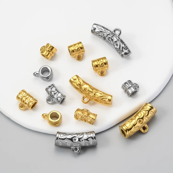 Wholesale Stainless Steel Cylindrical Drum Beads Electroplated Pendant Necklace