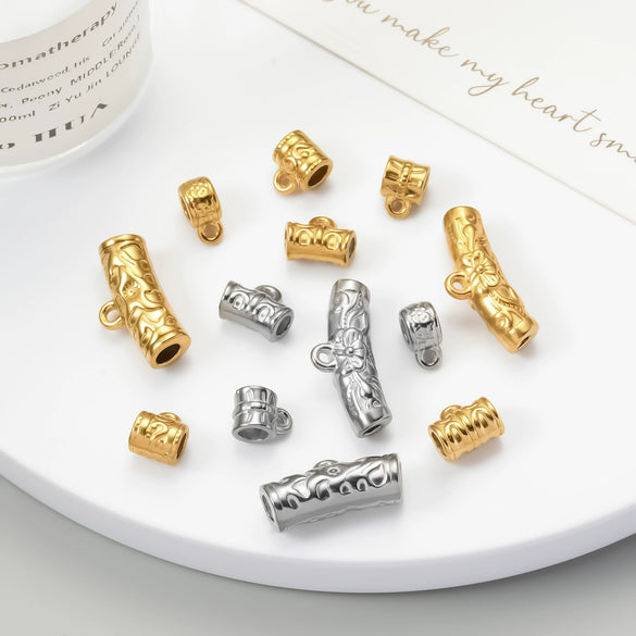 Wholesale Stainless Steel Cylindrical Drum Beads Electroplated Pendant Necklace